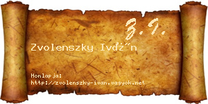 Zvolenszky Iván névjegykártya